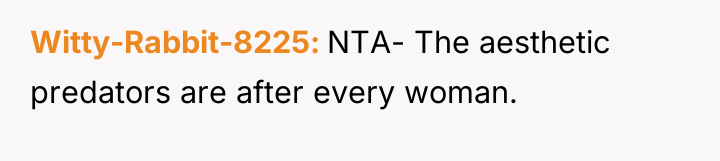 Witty-Rabbit-8225 NTA- The aesthetic predators are after every woman.