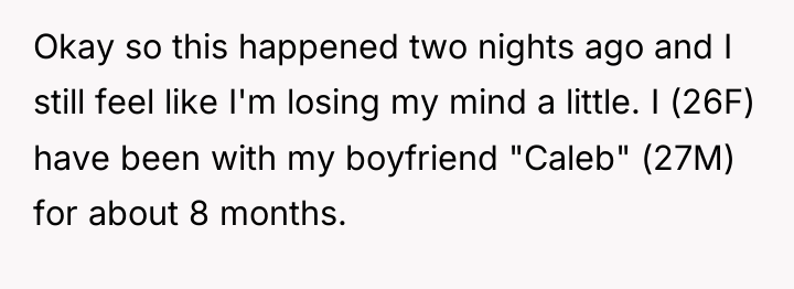 Okay so this happened two nights ago and I still...