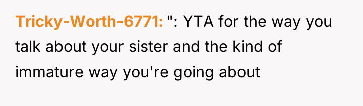 Tricky-Worth-6771 ": YTA for the way you talk about your...