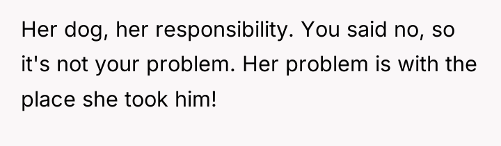 Her dog, her responsibility. You said no, so it's not...