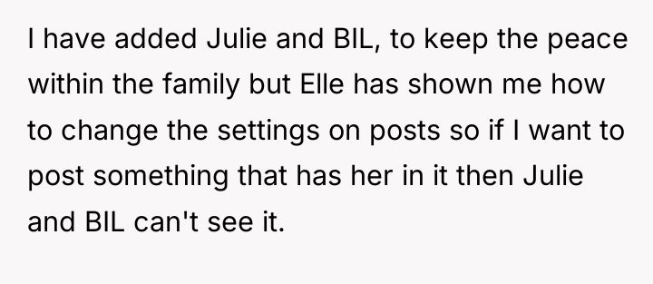 I have added Julie and BIL, to keep the peace...