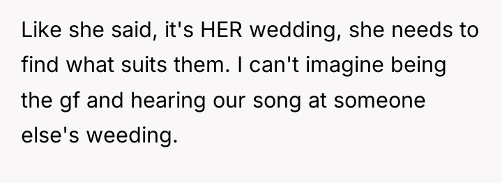 Like she said, it's HER wedding, she needs to find...