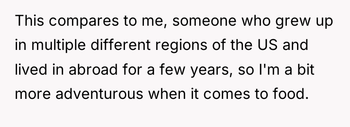 This compares to me, someone who grew up in multiple...