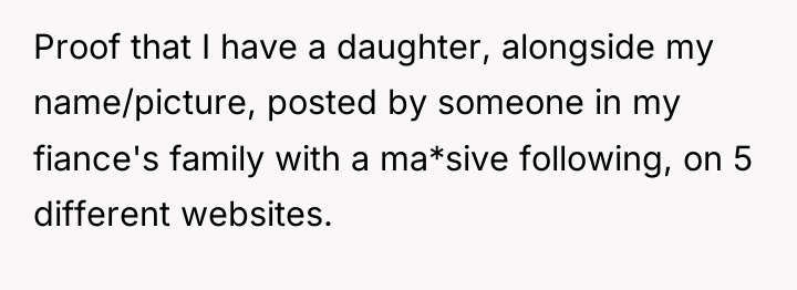 Proof that I have a daughter, alongside my name/picture, posted...