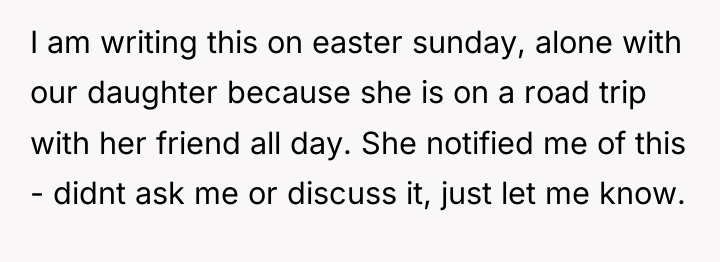 I am writing this on easter sunday, alone with our...