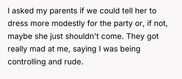 I asked my parents if we could tell her to...