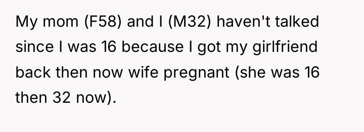 My mom (F58) and I (M32) haven't talked since I...