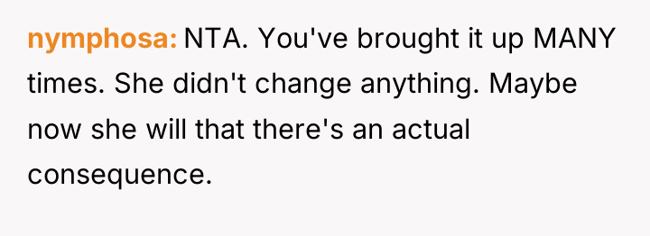 nymphosa NTA. You've brought it up MANY times. She didn't...