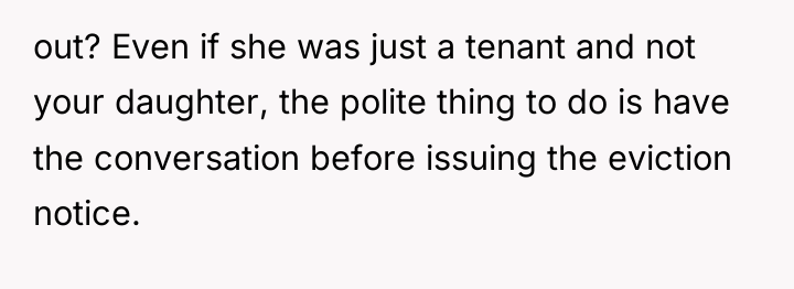 out? Even if she was just a tenant and not...