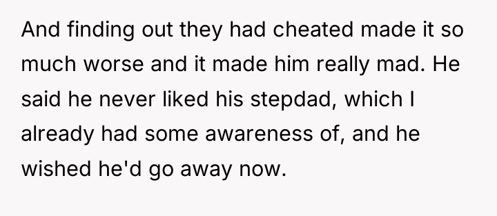 And finding out they had cheated made it so much...