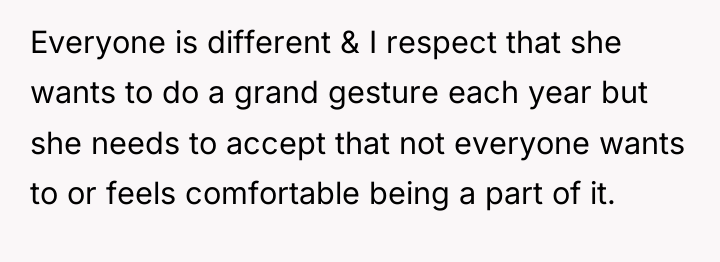 Everyone is different & I respect that she wants to...