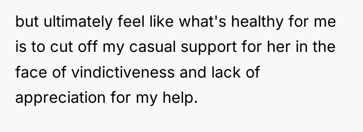but ultimately feel like what's healthy for me is to...
