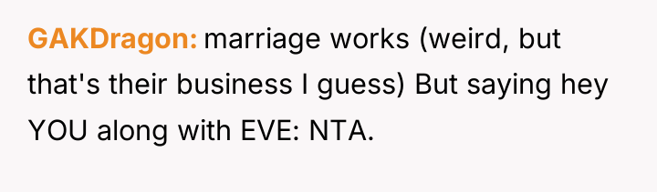GAKDragon marriage works (weird, but that's their business I guess)...