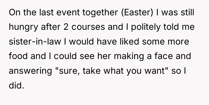 On the last event together (Easter) I was still hungry...