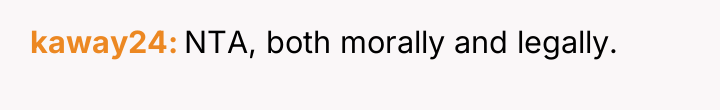 kaway24 NTA, both morally and legally.