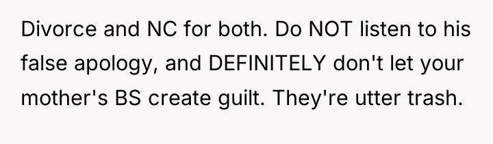 Divorce and NC for both. Do NOT listen to his...