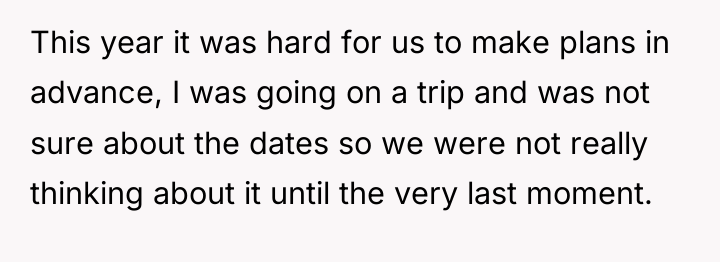 This year it was hard for us to make plans...