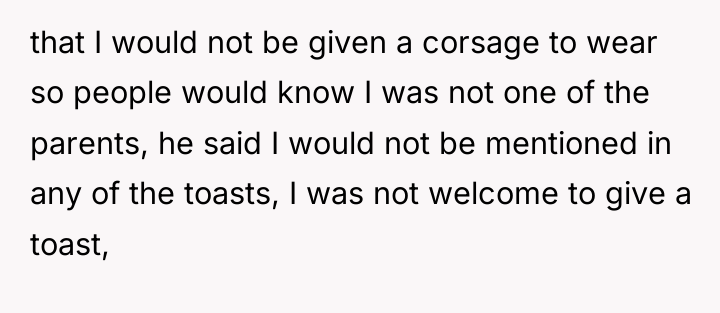 that I would not be given a corsage to wear...