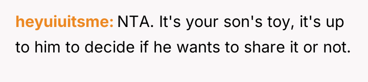 heyuiuitsme NTA. It's your son's toy, it's up to him...