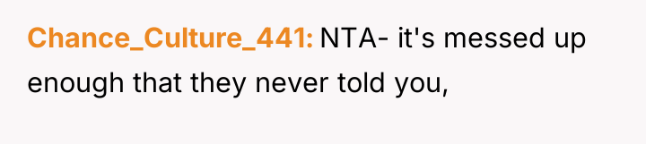 Chance_Culture_441 NTA- it's messed up enough that they never told...