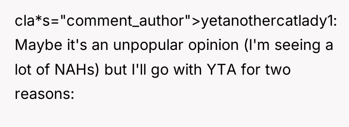 cla*s="comment_author">yetanothercatlady1: Maybe it's an unpopular opinion (I'm seeing a lot...