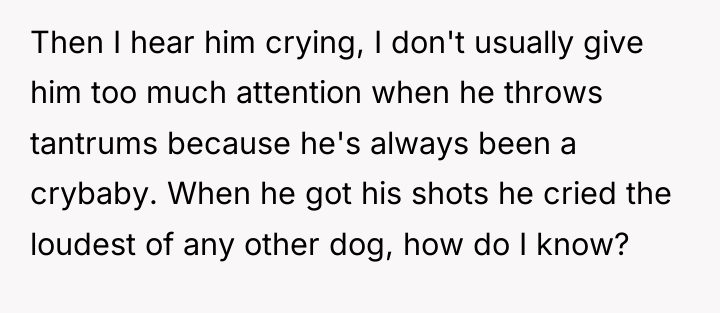 Then I hear him crying, I don't usually give him...