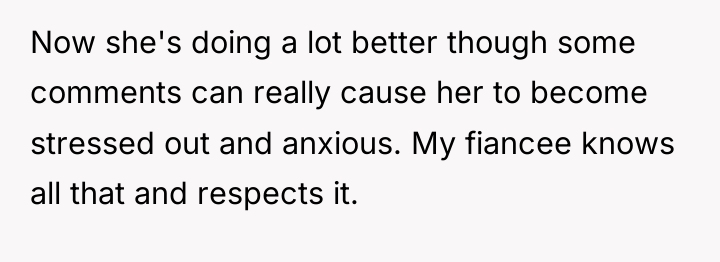 Now she's doing a lot better though some comments can...