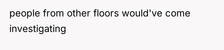 people from other floors would've come investigating