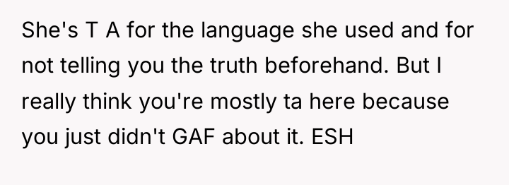 She's T A for the language she used and for...