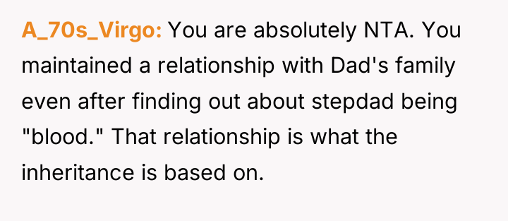 A_70s_Virgo You are absolutely NTA. You maintained a relationship with...
