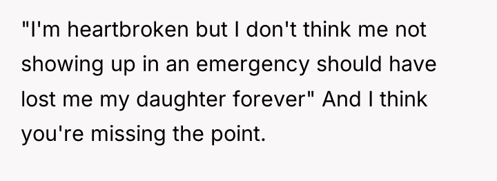 "I'm heartbroken but I don't think me not showing up...