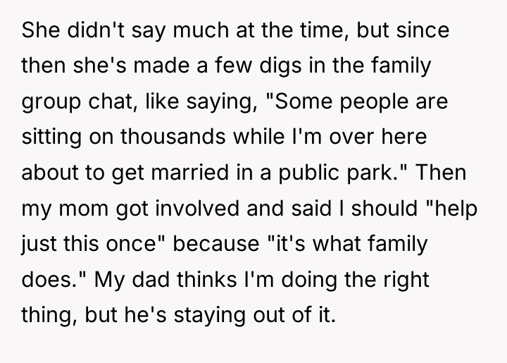 She didn't say much at the time, but since then...