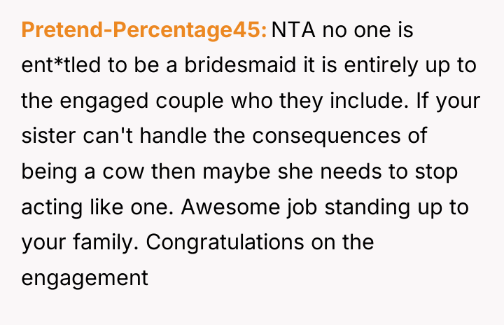 Pretend-Percentage45 NTA no one is ent*tled to be a bridesmaid...