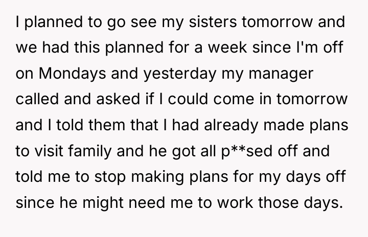 I planned to go see my sisters tomorrow and we...