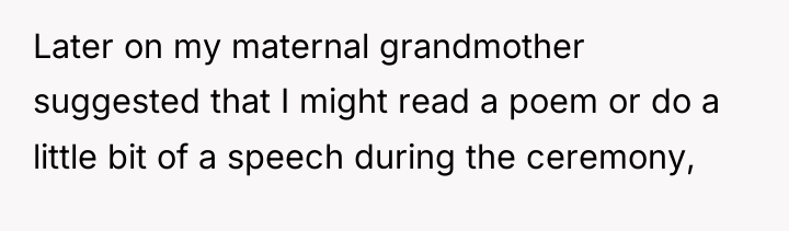 Later on my maternal grandmother suggested that I might read...