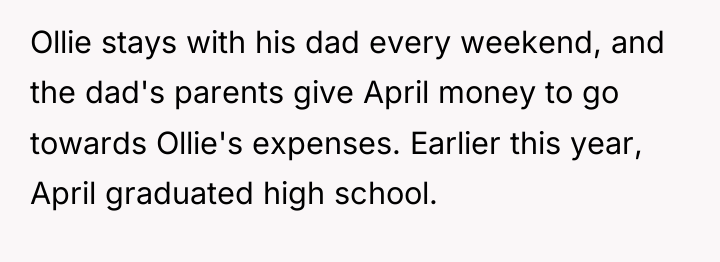 Ollie stays with his dad every weekend, and the dad's...