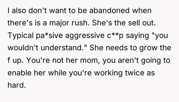 I also don't want to be abandoned when there's is...
