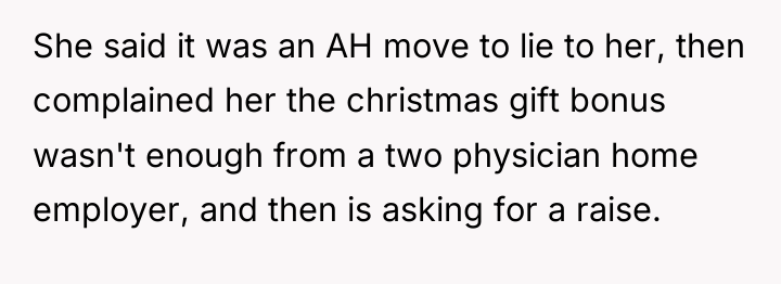 She said it was an AH move to lie to...