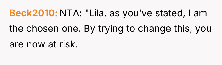 Beck2010 NTA: "Lila, as you've stated, I am the chosen...
