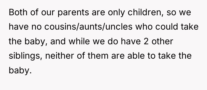 Both of our parents are only children, so we have...