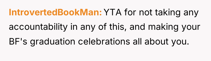 IntrovertedBookMan YTA for not taking any accountability in any of...