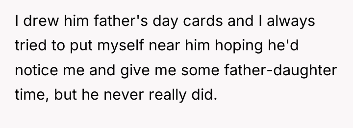 I drew him father's day cards and I always tried...