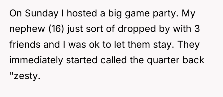 On Sunday I hosted a big game party. My nephew...