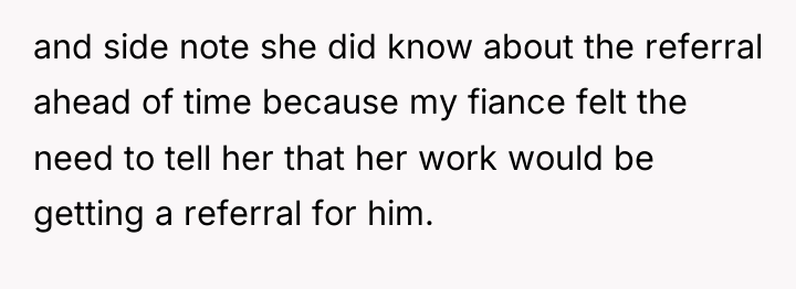 and side note she did know about the referral ahead...