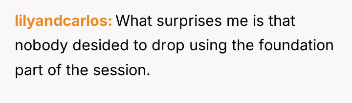 lilyandcarlos What surprises me is that nobody desided to drop...