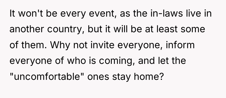 It won't be every event, as the in-laws live in...