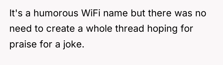 It's a humorous WiFi name but there was no need...