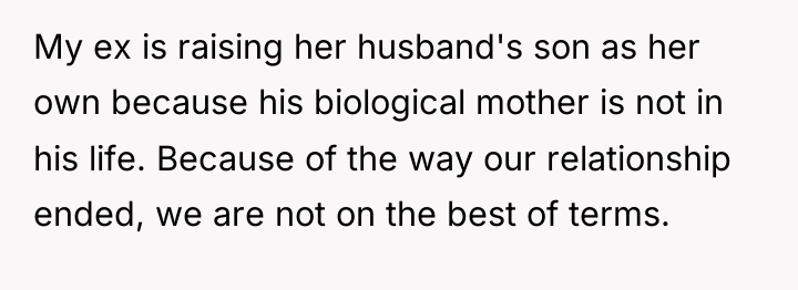 My ex is raising her husband's son as her own...