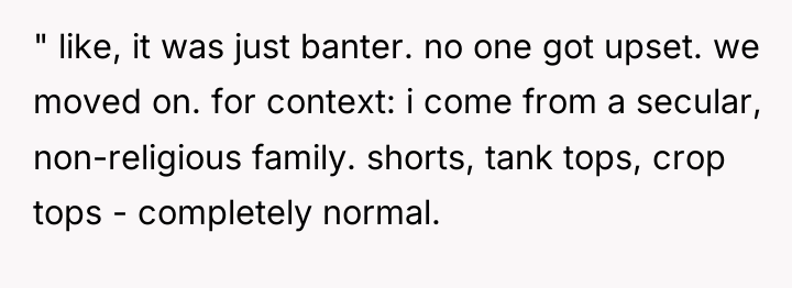 " like, it was just banter. no one got upset....