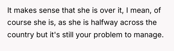 It makes sense that she is over it, I mean,...